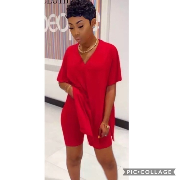 2 Piece Red..Red... Biker’s Short & Top - Picture 2 of 2